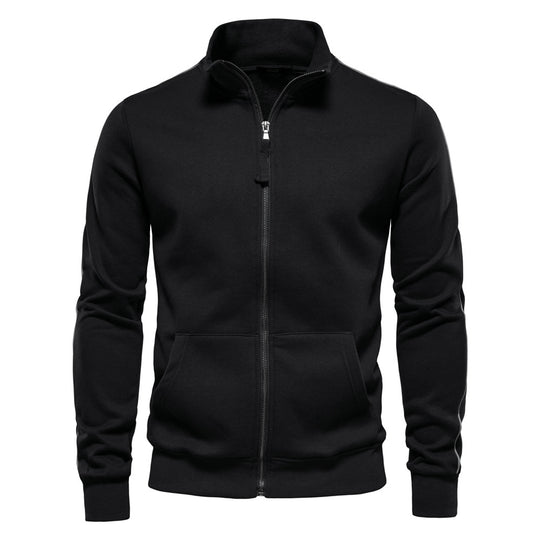 Herren Sweatjacke mit hohem Kragen und durchgehendem Reißverschluss R&B