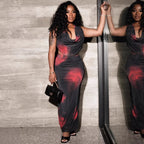Damen elegantes Maxikleid mit schulterfreiem Design und fließendem Saum R&B