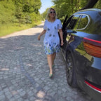 Damen lässiges Blumenkleid mit kreativen Muster R&B