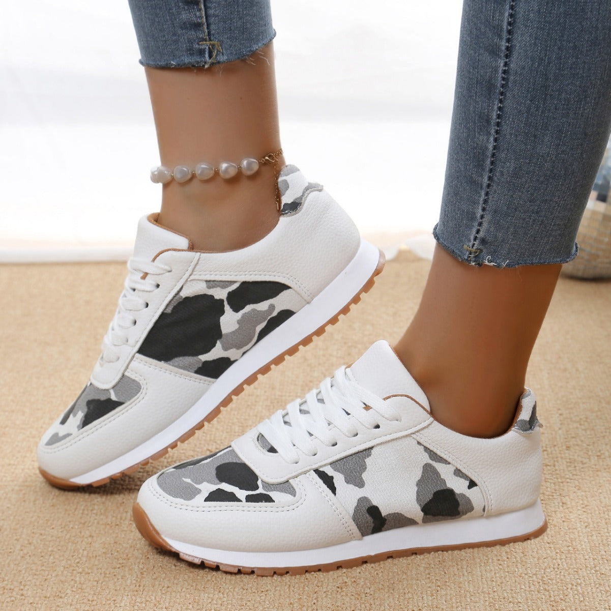 Damen Sneaker mit tierischem Print und atmungsaktivem Obermaterial R&B