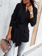 Damen taillierter Blazer mit Gürtel und praktischen Taschen R&B