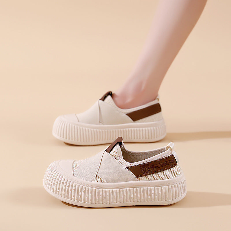 Damen modische Slip-On Sneakers mit elastischem X-Design und rutschfester Sohle R&B