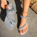 Damen Zehensandalen mit funkelnden Strassdetails und komfortablem Fußbett R&B