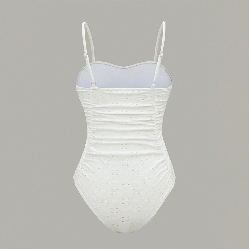 Damen Einteiler Badeanzug mit effektiver Raffung und romantischem Design R&B