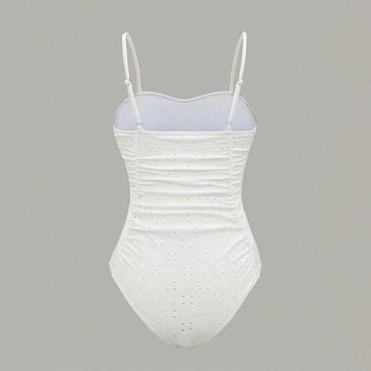 Damen Einteiler Badeanzug mit effektiver Raffung und romantischem Design R&B