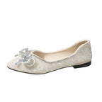 Damen Ballerinas mit funkelnden Strass-Applikationen und elegantem Schleifenakzent