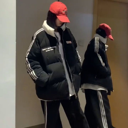 Damen sportliche Oversized Daunenjacke mit Reißverschluss und seitlichen Taschen R&B