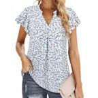 Damen Bluse mit floralem Muster und Rüschenärmeln R&B