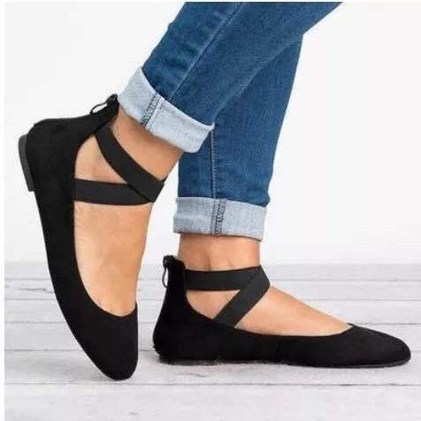Damen Schicke Ballerinas mit elastischem Kreuzriemen und weichem Obermaterial R&B