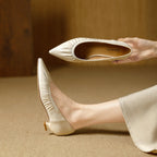 Damen elegante spitze Ballerinas mit raffiniertem Falten-Design