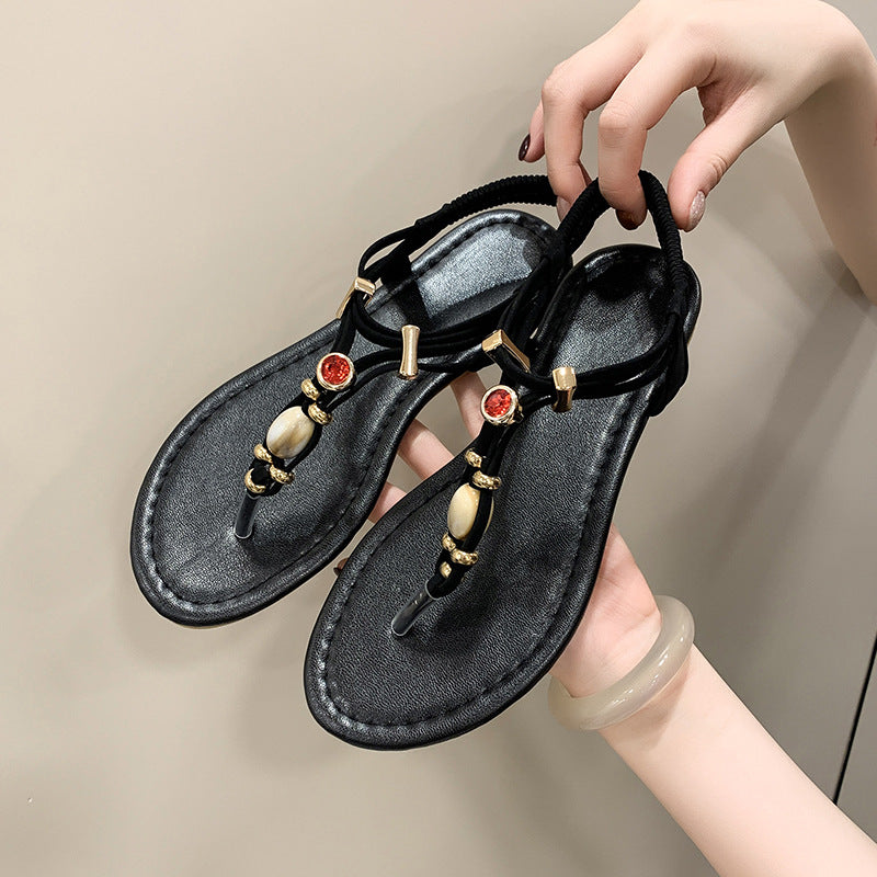 Damen elegante Zehentrenner-Sandalen mit funkelndem Strass R&B
