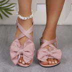Damen Elegante Sandalen mit großem Schleifen-Detail und geflochtenem Riemendesign R&B