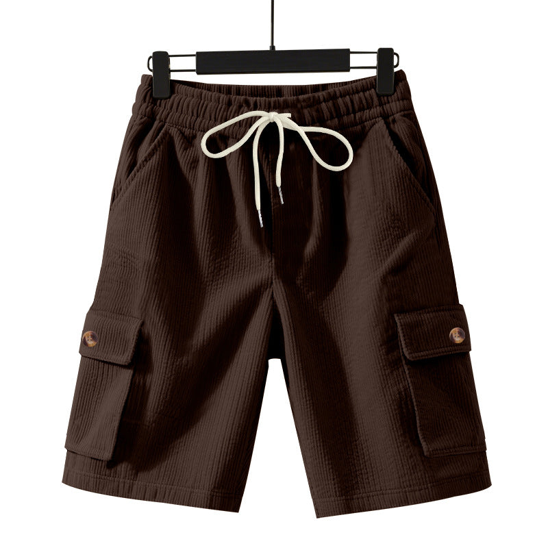 Herren nan Cord-Cargo-Shorts mit elastischem Tunnelzugbund, aufgesetzten Cargotaschen und weichem Baumwollmix R&B