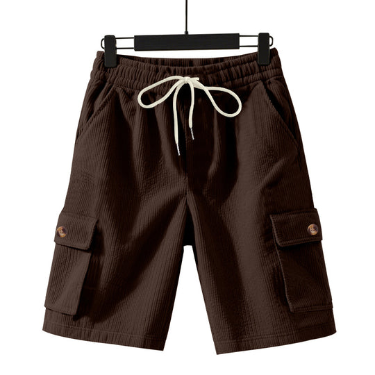 Herren nan Cord-Cargo-Shorts mit elastischem Tunnelzugbund, aufgesetzten Cargotaschen und weichem Baumwollmix R&B