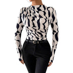 Damen Langarmshirt mit modischem Muster R&B