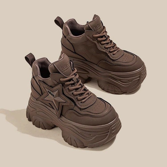 Damen Chunky Sneaker mit modischem Sternen-Design und extragroßer Sohle R&B