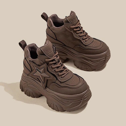 Damen Chunky Sneaker mit modischem Sternen-Design und extragroßer Sohle R&B