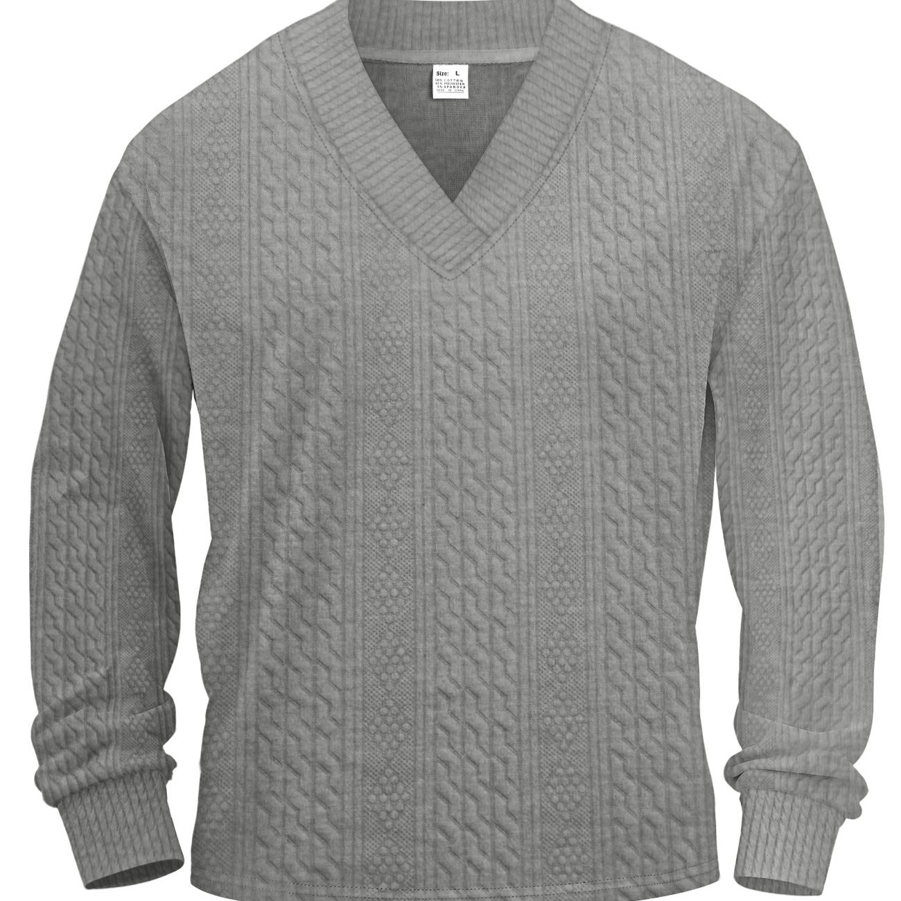 Herren nan strukturierter V-Ausschnitt Strickpullover mit Kabel- und Wabenmuster R&B