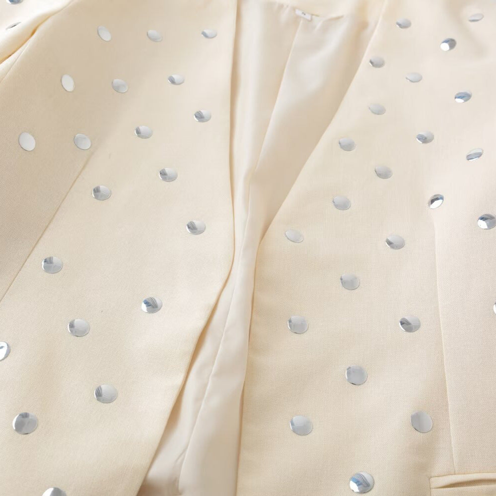 Damen eleganter Blazer mit funkelnden Pailletten und modernem Schnitt R&B