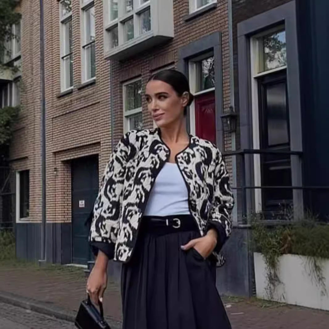 Damen urbaner gefütterter Blouson mit einzigartigem Muster R&B