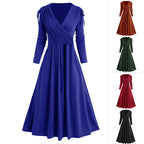 Damen Midikleid mit Wickeloptik und langen Ärmeln