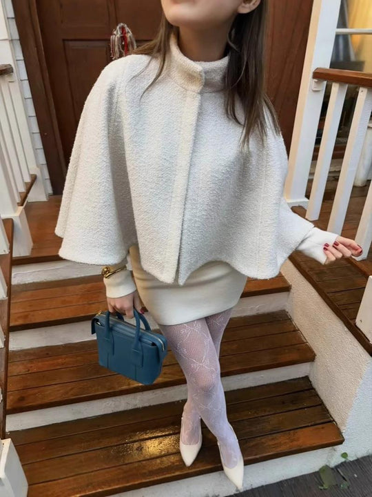 Damen elegante Umhangjacke aus strukturiertem Gewebe R&B