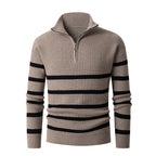 Herren Strickpullover mit Stehkragen und sportlichem Reißverschluss