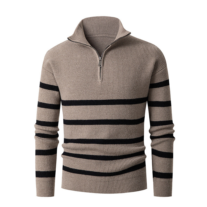 Herren Strickpullover mit Stehkragen und sportlichem Reißverschluss