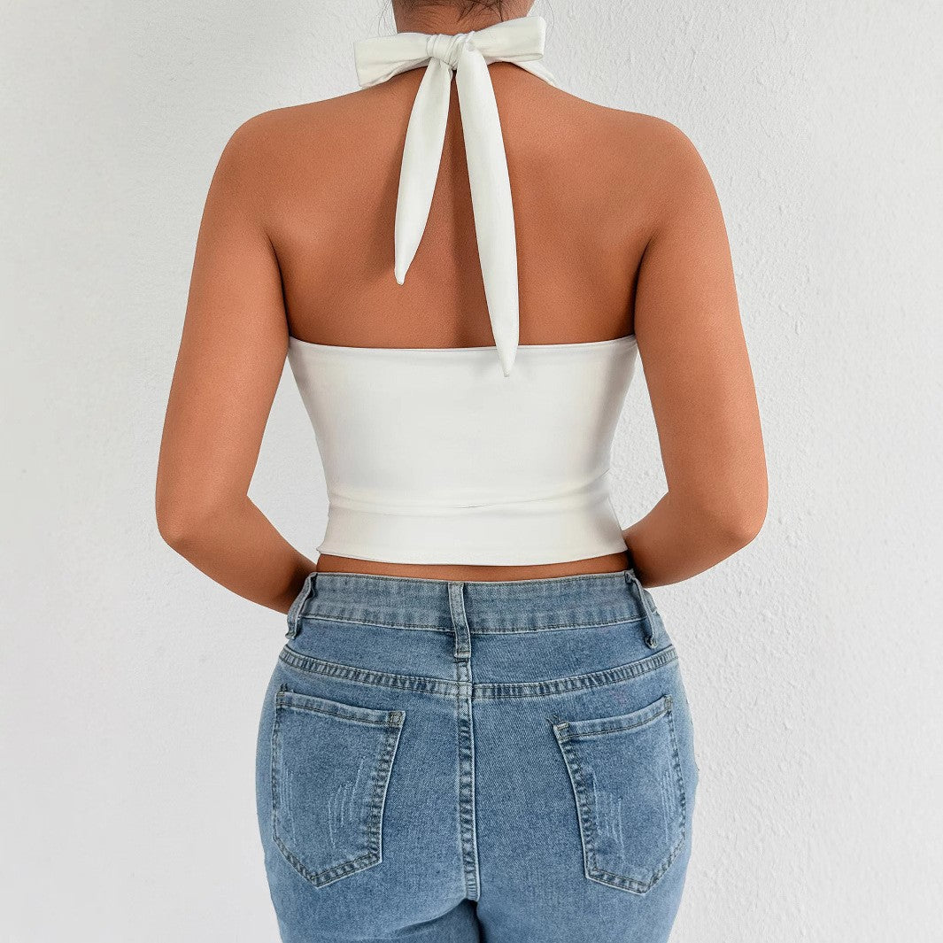 Damen Halterneck Top mit Reißverschluss R&B