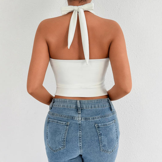 Damen Halterneck Top mit Reißverschluss R&B