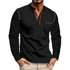Herren Langarm-Henley-Shirt mit modischen Kontrastdetails R&B