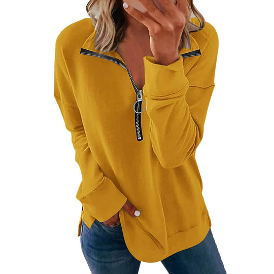 Damen Freizeitpullover mit stylischem Reißverschluss R&B