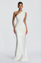 Damen Elegantes One-Shoulder Maxikleid mit raffinierten Drapierungsdetails