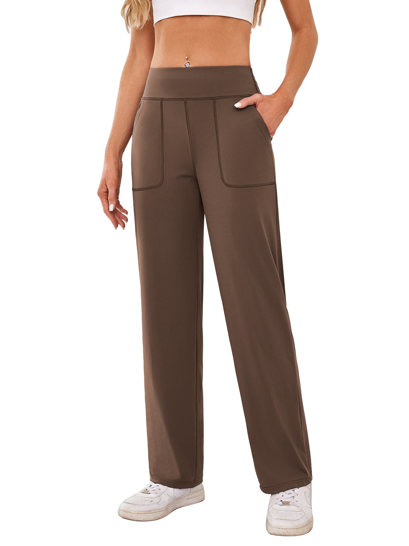 Damen bequeme Freizeithose mit seitlichen Taschen und elastischem Bund R&B