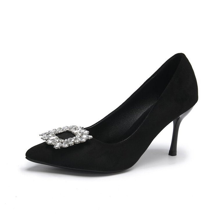 Damen elegante Spitzenpumps mit funkelndem Strassakzent R&B