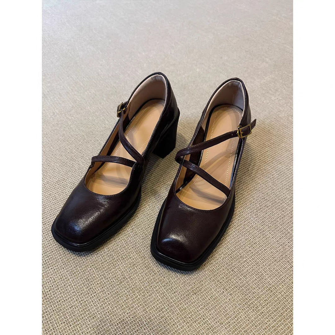 Damen elegante Mary Jane Pumps mit modischem Riemchen-Design R&B