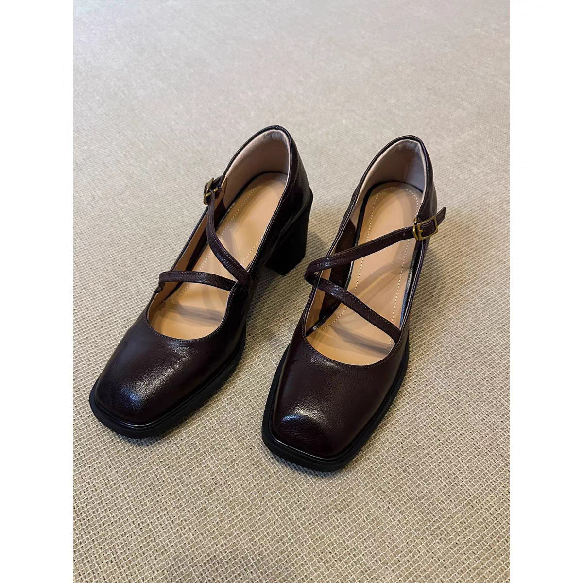 Damen elegante Mary Jane Pumps mit modischem Riemchen-Design R&B
