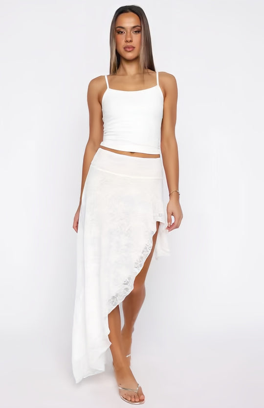 Damen asymmetrisches Kleid mit Spitzenrock und süßem Bustier-Oberteil R&B