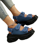 Damen Glamouröse Plateau-Sandalen mit verstellbaren Riemen und funkelnden Applikationen