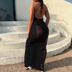 Damen Eleganter transparenter Häkel-Überwurf R&B