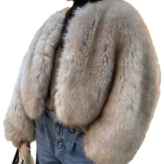 Damen Kuschelige und elegante Kunstfelljacke R&B