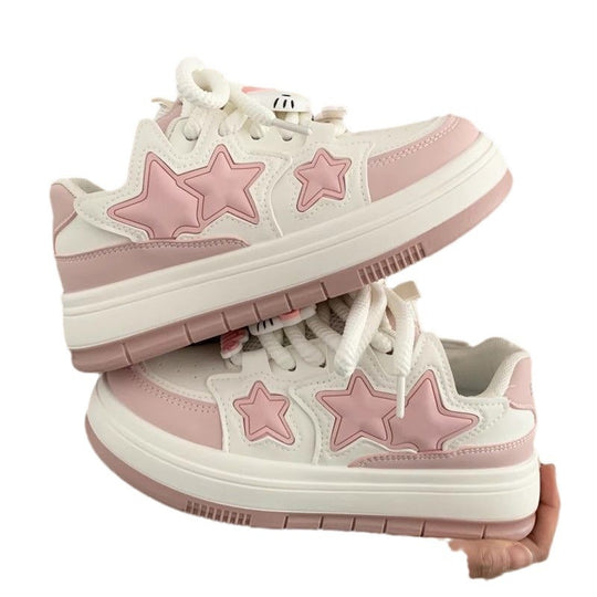 Damen Modische Sneakers mit Sternen-Applikationen und gepolsterter Sohle R&B