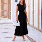 Damen Elegantes Maxikleid mit tailliertem Oberteil und fließendem Rock R&B