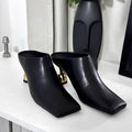 Damen elegante Mules mit goldenen Absatzakzenten R&B