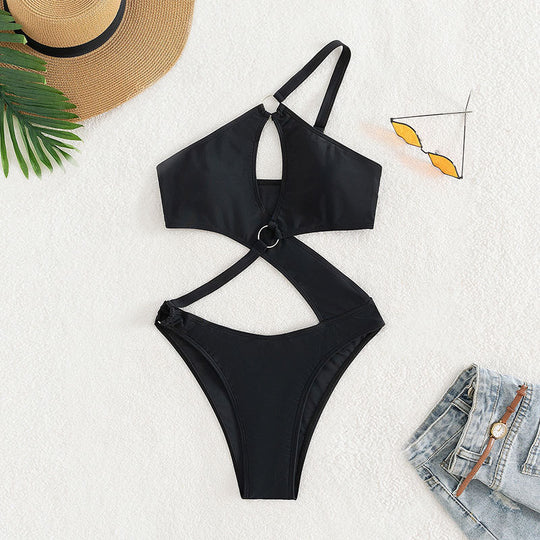 Damen Einteiliger Badeanzug mit modischem Cut-Out-Design und verstellbaren Trägern R&B