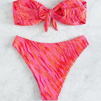 Damen Bandeau-Bikini mit modernem Leopardenmuster