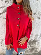 R&B | Turtleneck Knopf Strickstrickjacke Jacke