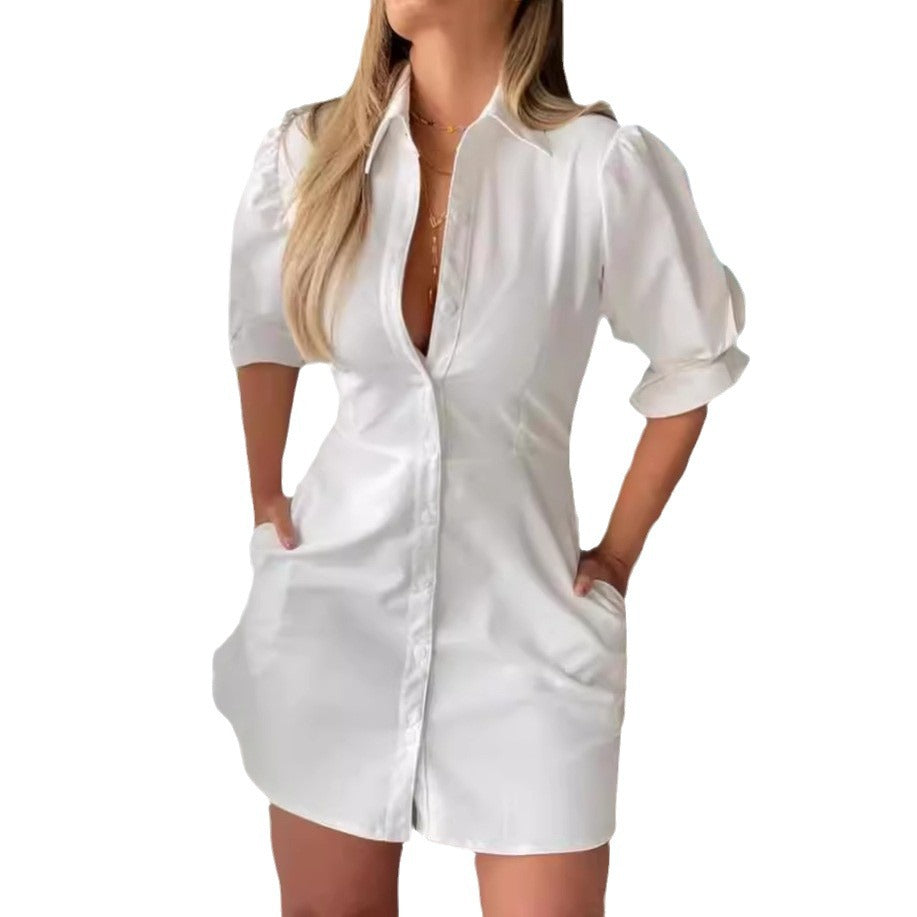 Damen Hemdblusenkleid mit schickem Kragen und praktischen Seitentaschen R&B