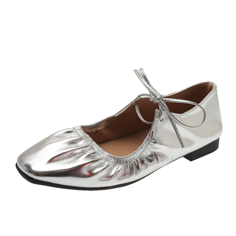 Damen Komfortable Ballerinas mit elastischem Riemen und modischem Knötchen-Detail R&B