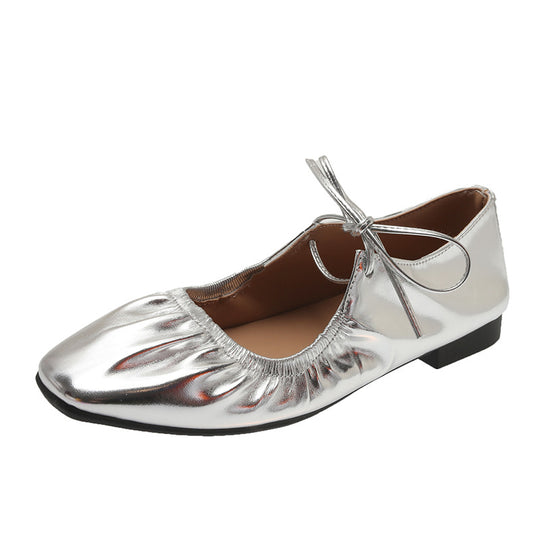 Damen Komfortable Ballerinas mit elastischem Riemen und modischem Knötchen-Detail R&B